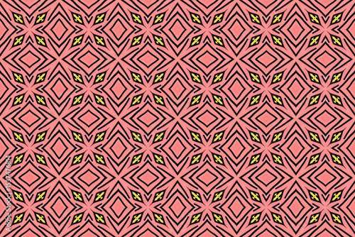 Seamless Fashion Shape Texture Digital Graphic Symmetric Geometric Fabric Wallpaper Visual Template Perspective Endless Interior Background Cloth Decoration Textile Art Tile Design Luxury Pattern.