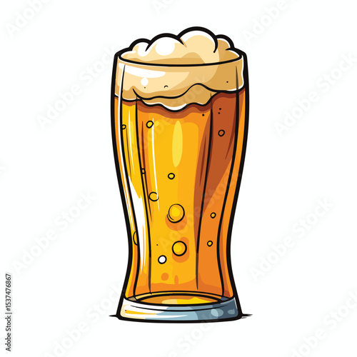 Illustration of a Fresh Alcoholic Drink Beer Glass Cartoon Vector Image