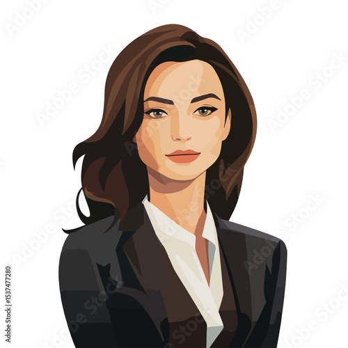 Professional Business Woman Avatar Portrait Icon Vector for Corporate Presentations