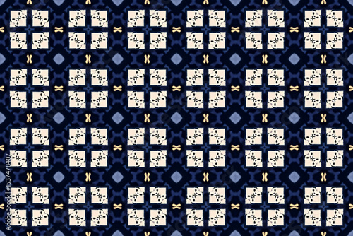 Seamless Fashion Shape Texture Digital Graphic Symmetric Geometric Fabric Wallpaper Visual Template Perspective Endless Interior Background Cloth Decoration Textile Art Tile Design Luxury Pattern.