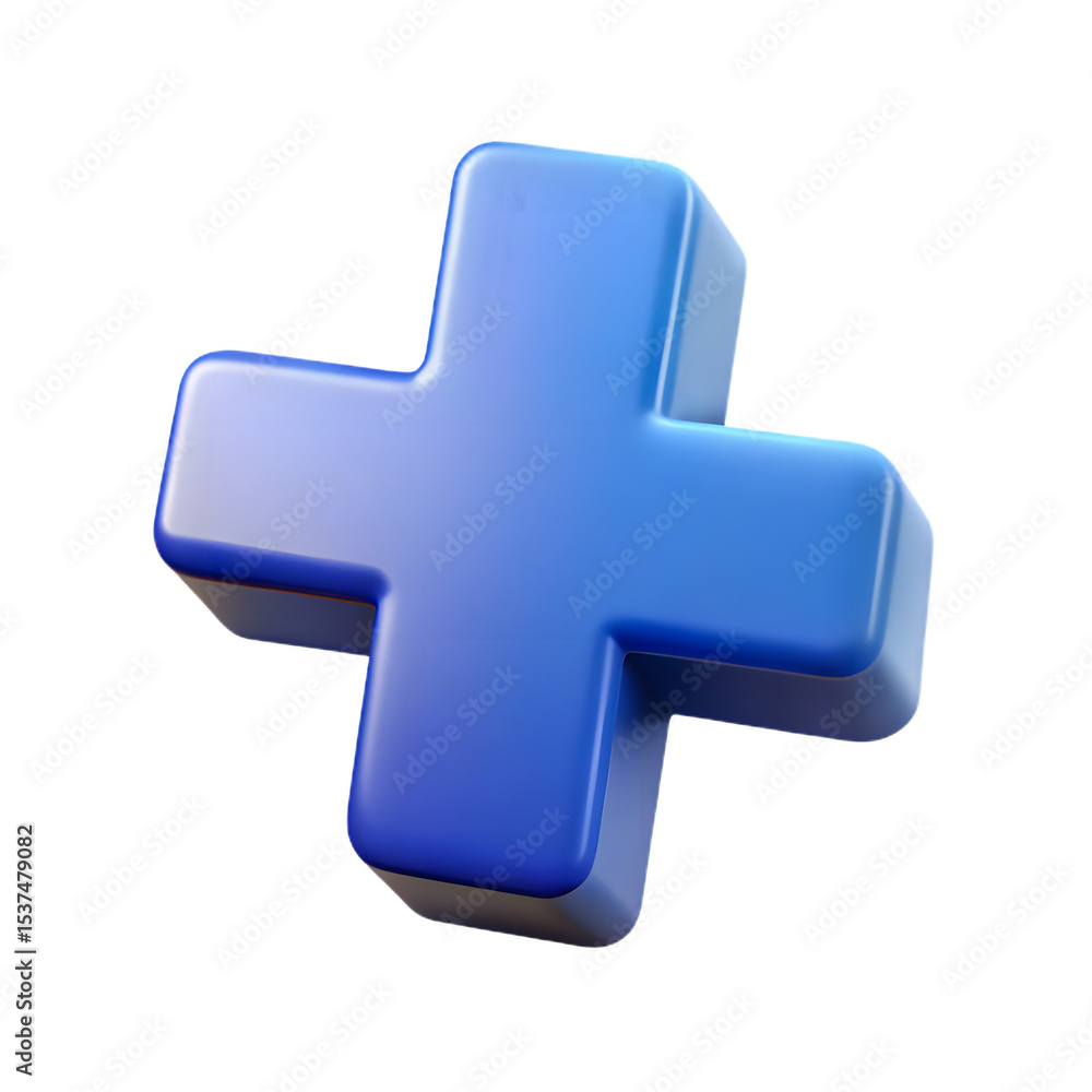 A modern professional graphic 3D blue plus icon A modern professional graphic 3D blue plus icon