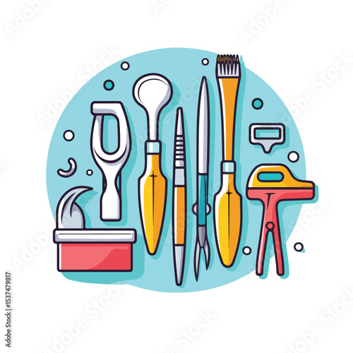 Professional Dentistry Related Icon Vector Illustration for Dental Health Concepts