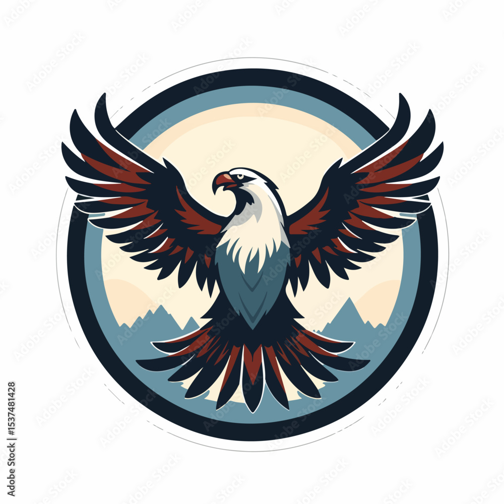 Obraz premium Professional Flat Design Eagle Emblem Icon Vector Illustration for Brand Identity