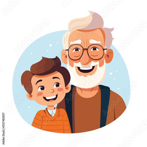 Joyful elderly man bonding with his young grandson in a heartwarming moment