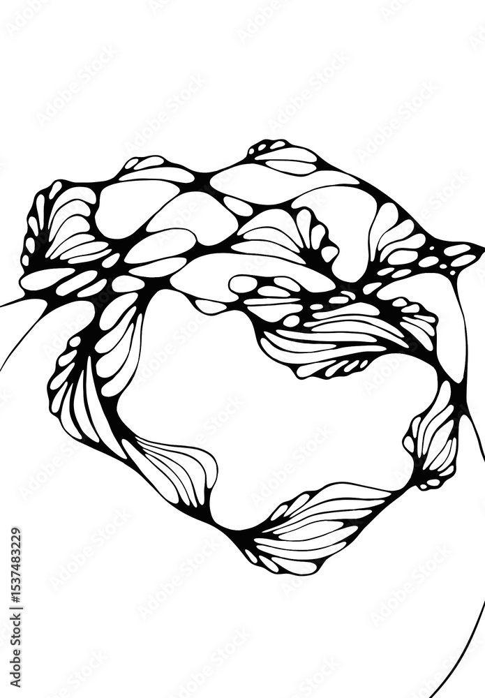 Obraz premium Abstract Floral Vector Design - Black and White Elegant Pattern