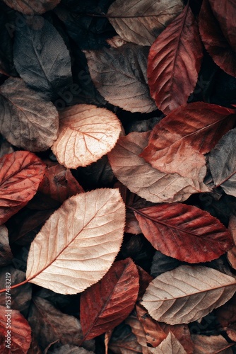 Colorful Autumn Leaves Blanket the Ground in a Vibrant Display of Natures Bea...