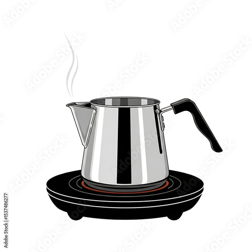 Electric kettle boiling water, symbolizing heating or kitchen appliances.