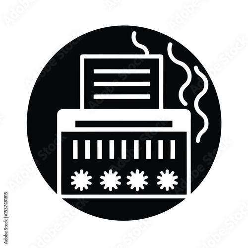 Paper shredder icon in black and white