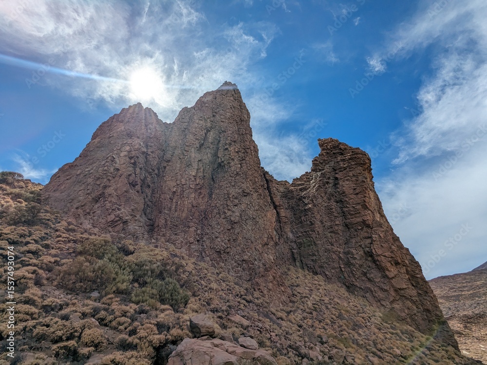 Fototapeta premium Tenerife panorama landscape,beautiful nature view mountains from hiking trips on Tenerife island, Canary Islands Spain