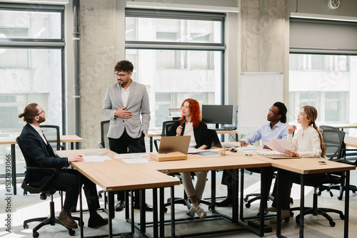 Business people collaborating during a meeting in modern office