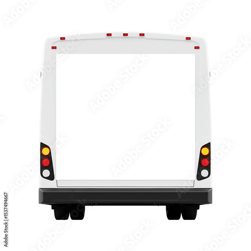 Blank White Bus Mockup Rear View for Design and Advertisement