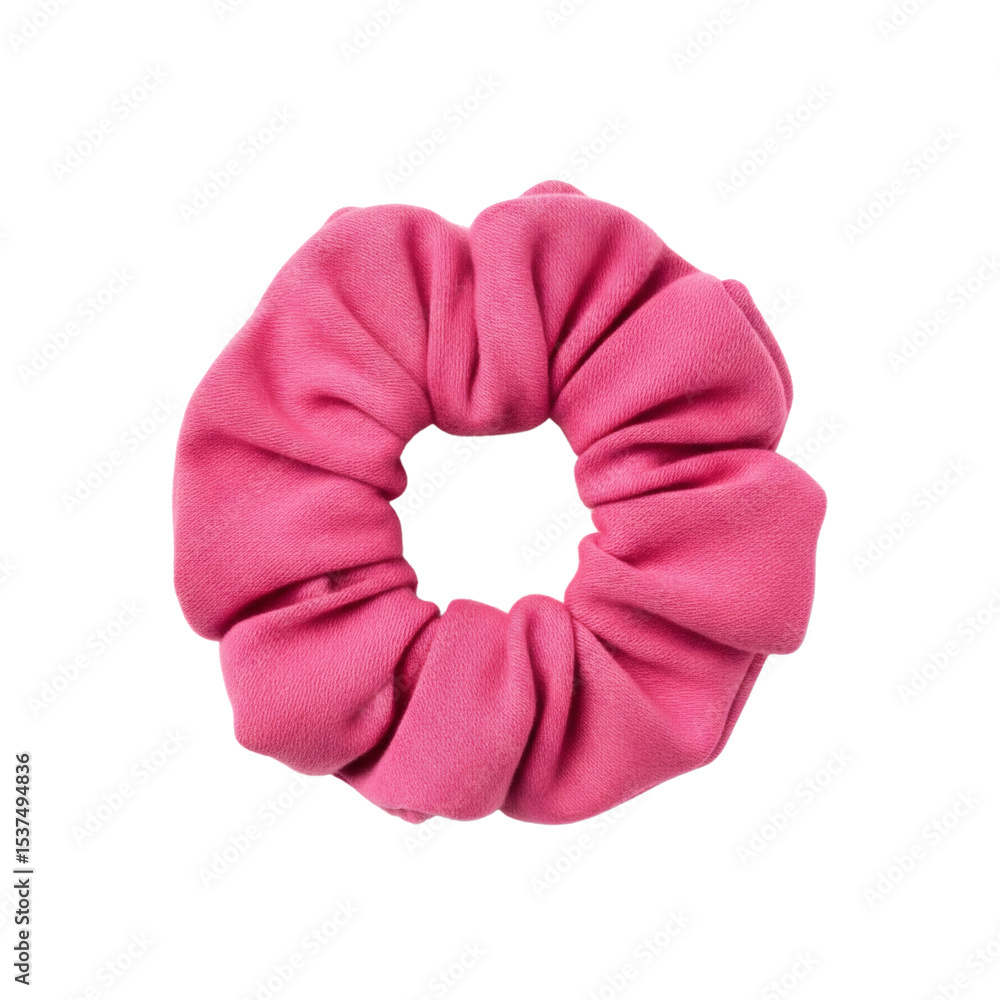 Obraz premium Pink hair scrunchie elastic band, isolated on transparent background