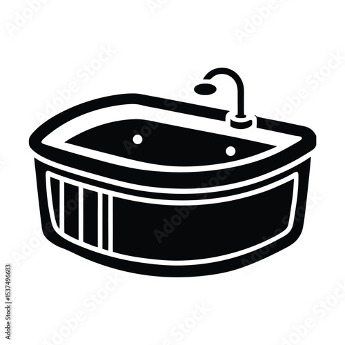 Hot tub icon in black and white style