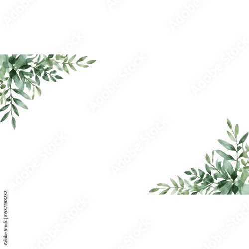 Evocative greenery frame for elegant wedding invites and nature inspired art projects with on transparent background