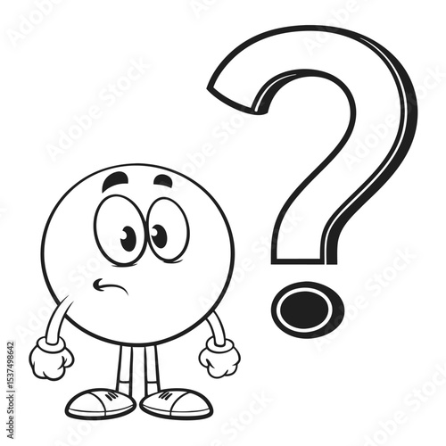Cartoon Illustration Clueless Character with a Question Mark - Confused and Uncertain Emoji