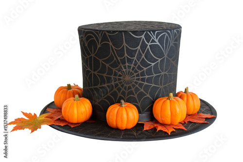 Wallpaper Mural Spooky Halloween Top Hat Decorated with Mini Pumpkins and Autumn Leaves Torontodigital.ca