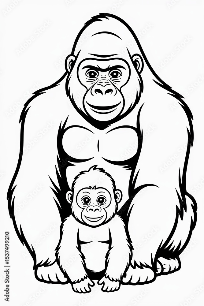 Obraz premium a gorilla family coloring page generative aI