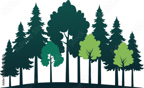 Majestic forest silhouette diverse trees nature scene