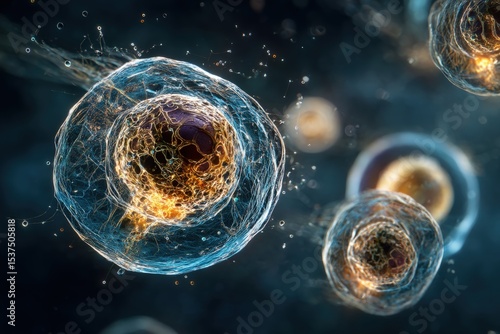 Intricate cells with glowin...