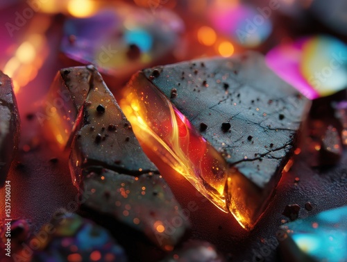 Colorful glowing rocks with...