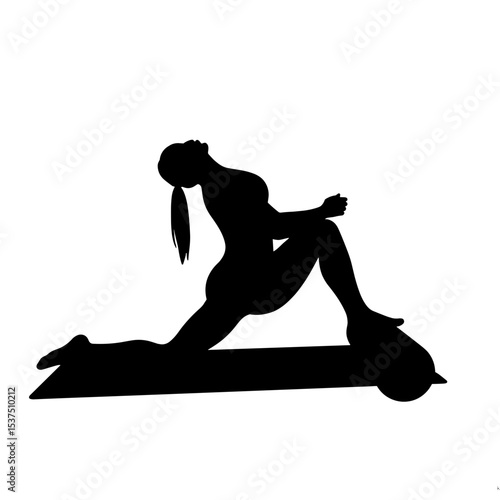 Silhouette of person stretching on foam roller, recovery and wellness routine