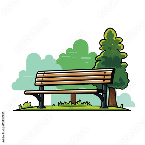 Park Bench Icon on White Background: Vector Illustration for Graphic Design Projects