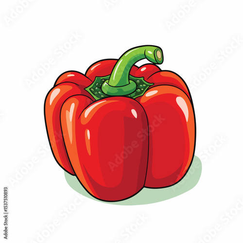 Colorful Pepper Fresh Vegetable Cartoon Illustration for Healthy Food Concept