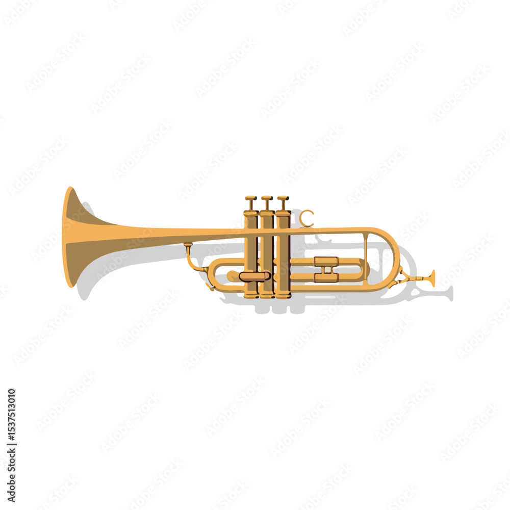 Obraz premium Professional Trumpet Musician Instrument Icon in Shadow for Music Events and Performances