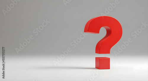 Plakat Red 3d question mark symbol on grey background with copy space