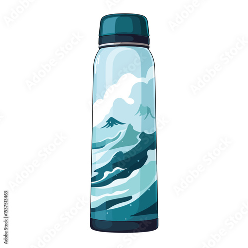 Professional Water Thermo Bottle Vector Illustration Isolated for Hydration Products