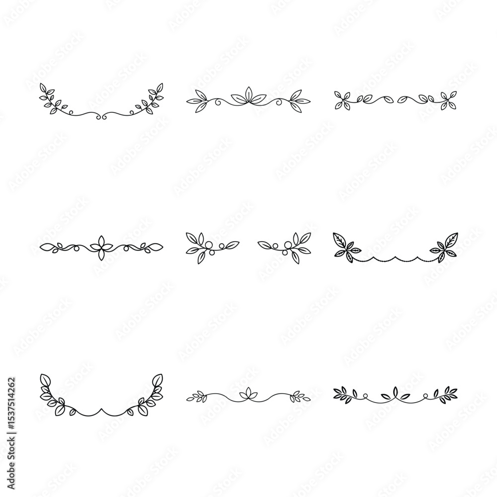 Obraz premium Elegant Floral Dividers A Collection of Delicate Botanical Line Art Elements