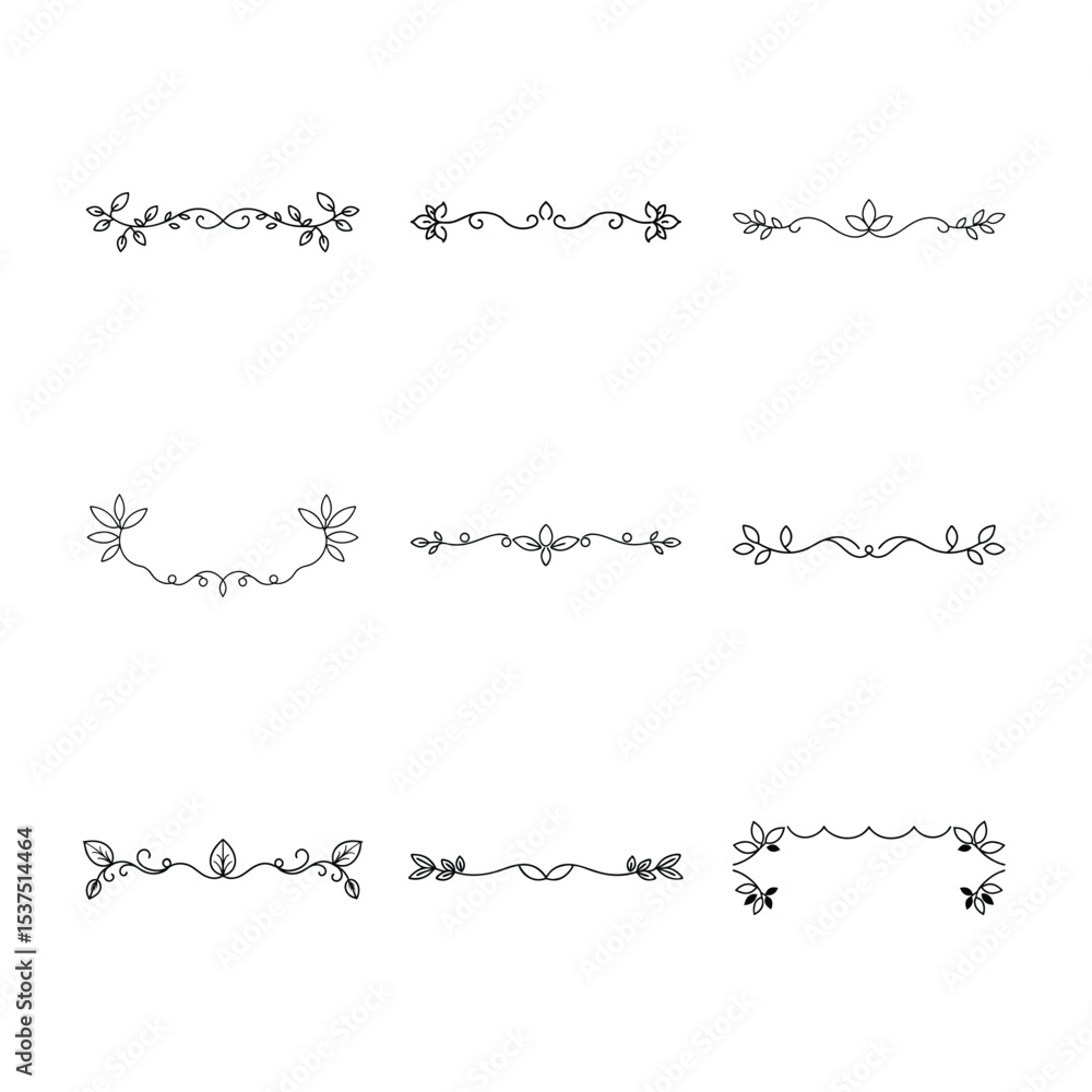 Obraz premium Elegant Floral Dividers A Collection of Decorative Botanical Elements for Design Projects