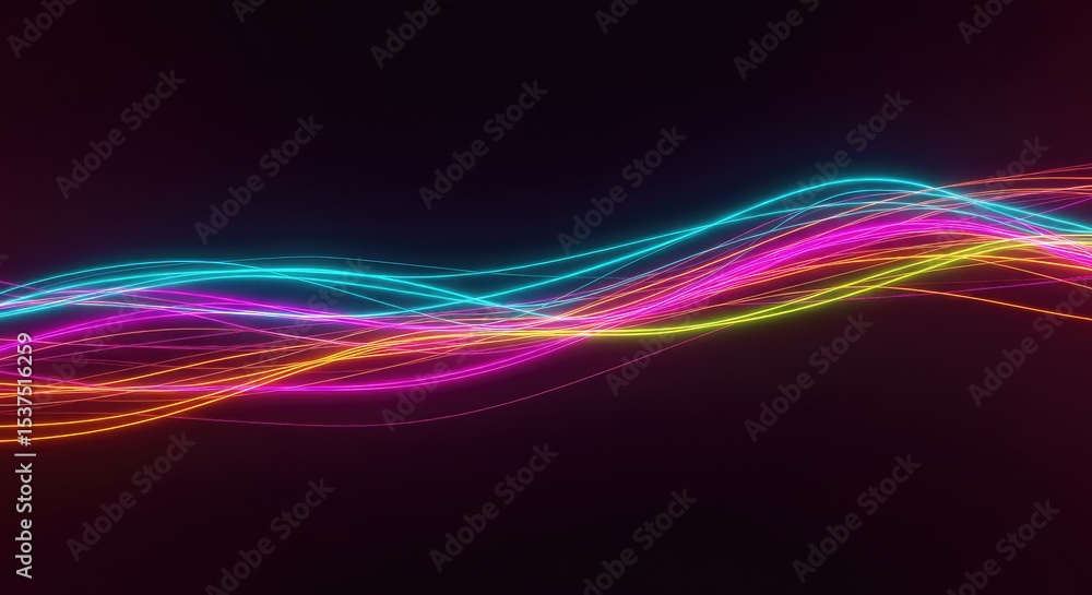 Fototapeta premium Neon drift luminous streaks cutting through dark gradient space