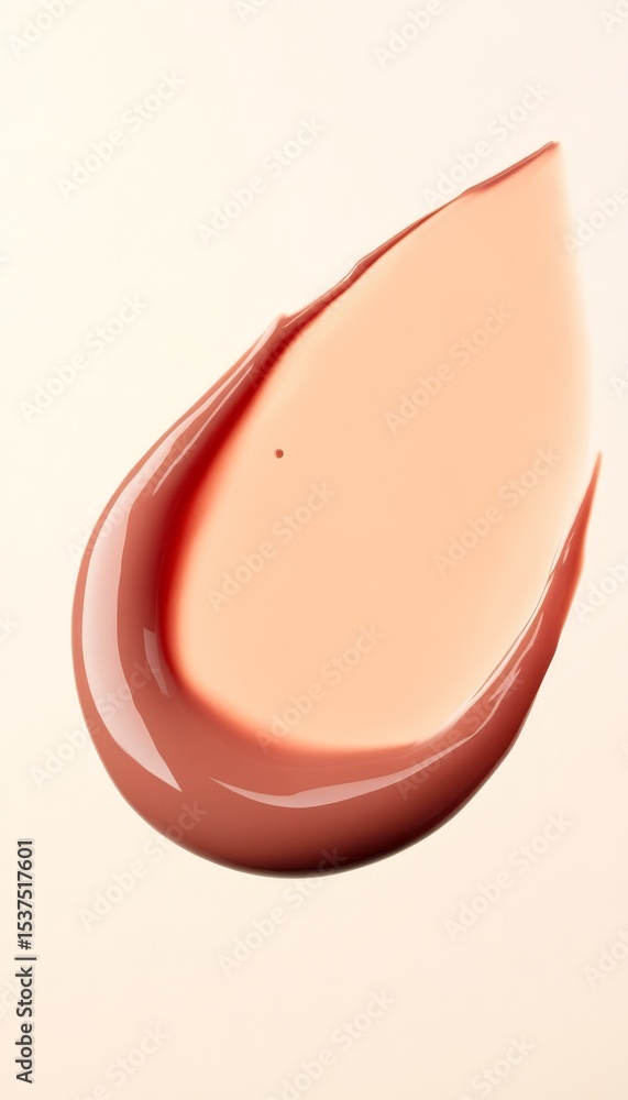 Fototapeta premium Light Pink Skin Tone Foundation Smear in a Drop Shape, Isolated Beauty Makeup Product Still Life
