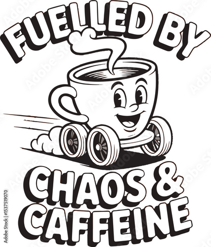 Fueled By Chaos and Caffeine Coffee Cup Car Cartoon
