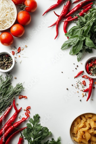 Fresh Ingredients Arranged for Preparing a Delicious Italian Meal With Pasta ...