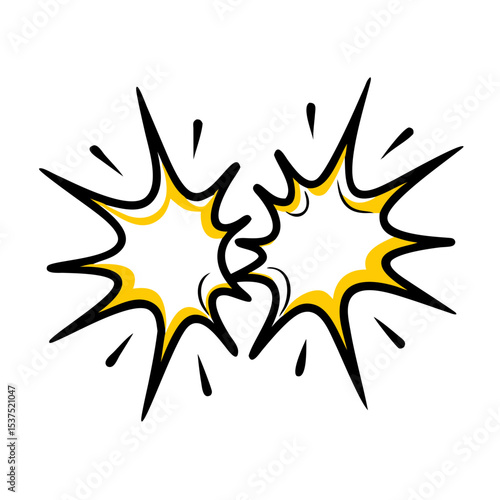 Hand Draw dual bubble explosion burst icon for Web and Graphic design