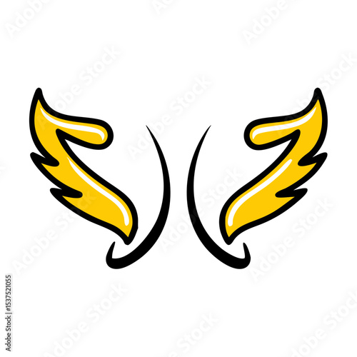 Hand Draw dynamic upturned twin wings icon for Web and Graphic design