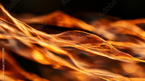 Abstract Patterns of Orange and Gold Waves Flowing Together in a Rhythmic Dis...