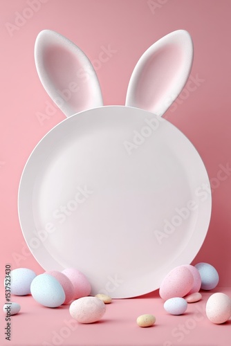 Create Cheerful Decorations With a Bunny Themed Plate and Pastel Colored Eggs...