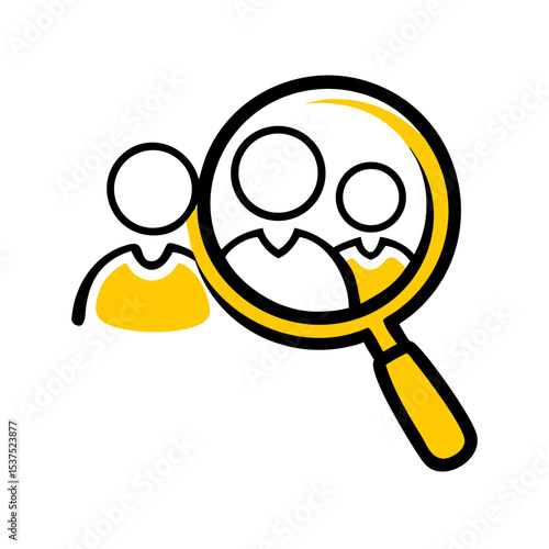 People under magnifier icon on transparent background for web and graphic design for Web and Graphic design