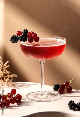 Elegant Cocktail With Garnish Displayed on a Simplistic Table Setting at Even...