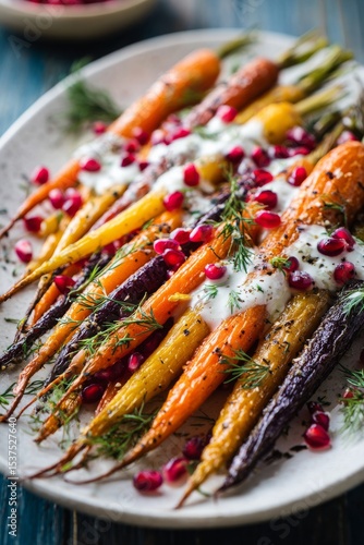 Roasted Carrots With Yogurt Sauce and Pomegranate for a Flavorful Dish.