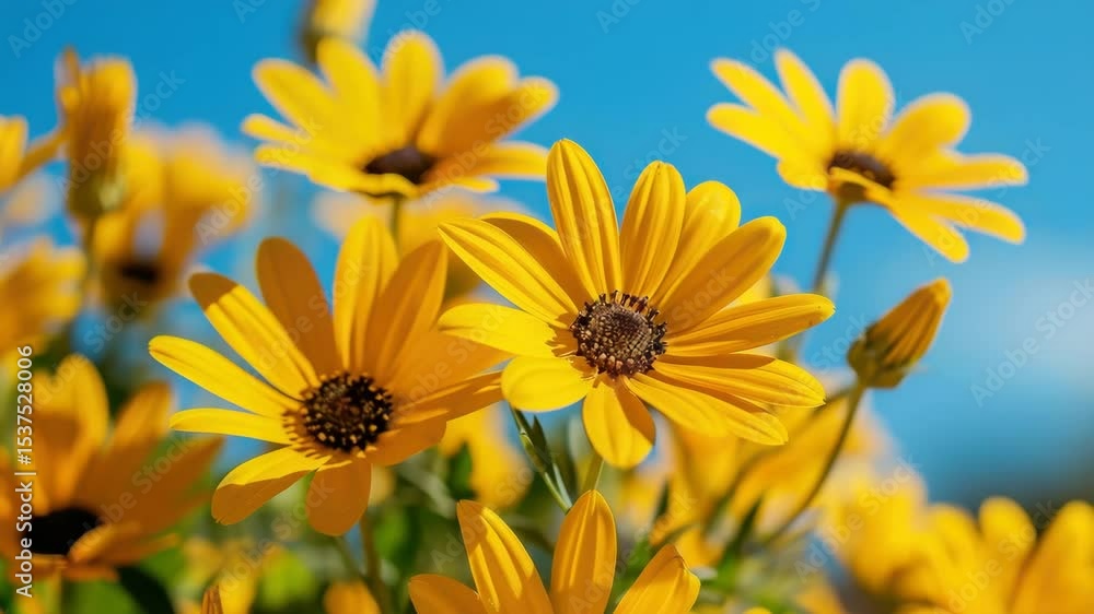 Beautiful yellow flowers blooming in a sunny garden during springtime Beautiful yellow flowers blooming in a sunny garden during springtime
