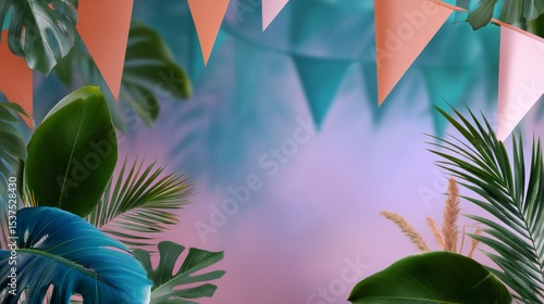 Colorful Party Decorations Create a Festive Atmosphere at an Outdoor Celebrat...