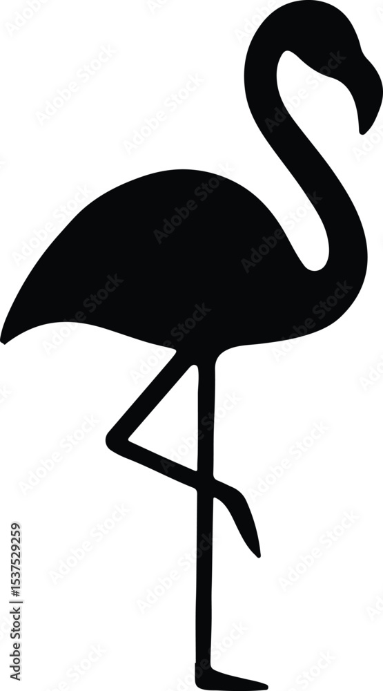 Fototapeta premium Silhouette flamingo standing on one leg vector illustration