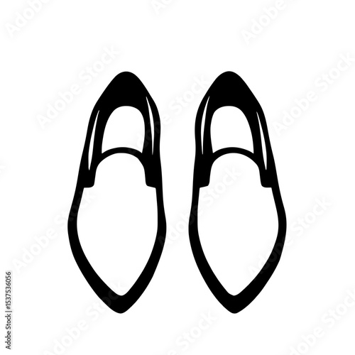 Minimalist black silhouette of papal slippers with pointed toe design