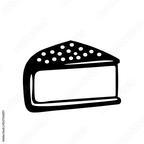 Minimalist black silhouette of kue cubir with pandan layer and coconut topping