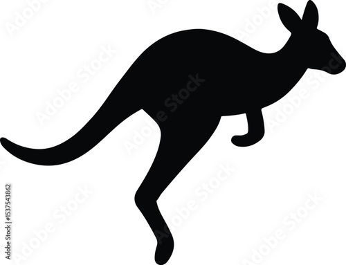 Silhouette kangaroo leaping forward flat design vector illustration