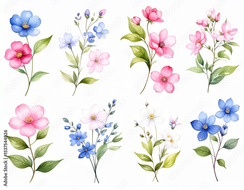 Fototapeta premium Watercolor pattern flowers 